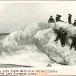 Boys playing near Lake Superior ice