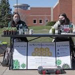 Giesey (right) with Heather Vivian at their Earth Week table in 2021