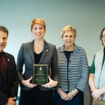 (from left): Interim Provost Dale Kapla, Christi Edge, Interim President Kerri Schuiling and Joe Lubig, associate dean and director of Education, Leadership and Public Service.