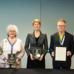 2021-22 award recipients attending the celebration were (from left): Johnson, Chaillier, Edge, Mann and Stock.