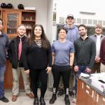 (From left): Liu and students Ender Harris Natalia Correa, Jacob Cortez, Sam Smith, David Gregorich, Garrett Meso and Derek Baluyut