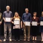 (From left) President Tessmen, John Bruggink and Jill Leonard-Biology, Adam Prus-Psychological Science, Janelle Taylor and Chelsey Sundberg-Grad Studies & Research. Not pictured:  Mlado Ivanovic-Philosophy, Amber LaCrosse-Psychological Science, Kim Larson-IACUC Team Member, Erich Ottem-Biology, Tesse Sayen-College of Graduate Studies & Research, Daniel Rowe-Mathematics & Computer Science, Dawn Sheffield-IACUC Team Member