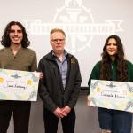 L to R: Undergraduate Lower Division winner Jason Andary, Dr. Paul Mann, Gabriela Moreno