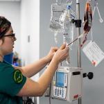 Blood transfusion lab stock photo