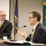 President Brock Tessman (right) and NMU Board Chair Steve Young