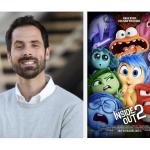 Mann alongside the 'Inside Out 2' poster