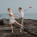 Dancers from Ballet Project OC (Orange County, Calif.) during a photo shoot on the black rocks at Presque Isle Park last summer. They are returning to the North Coast Dance Festival in July.